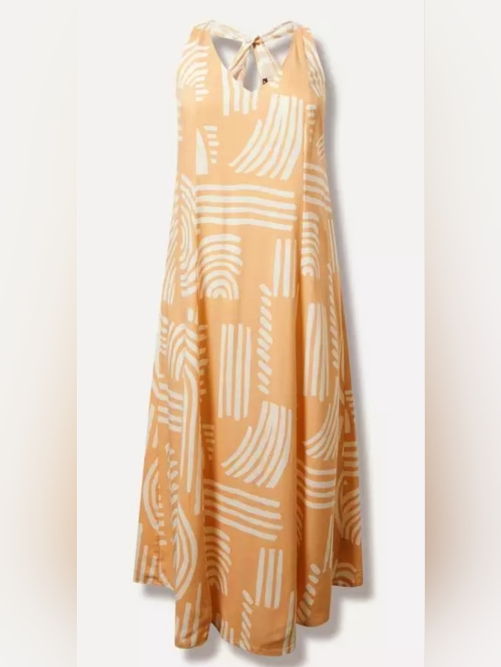 torrid Peach and White Geometric Print V-Neck Maxi Dress - Picture 2 of 12